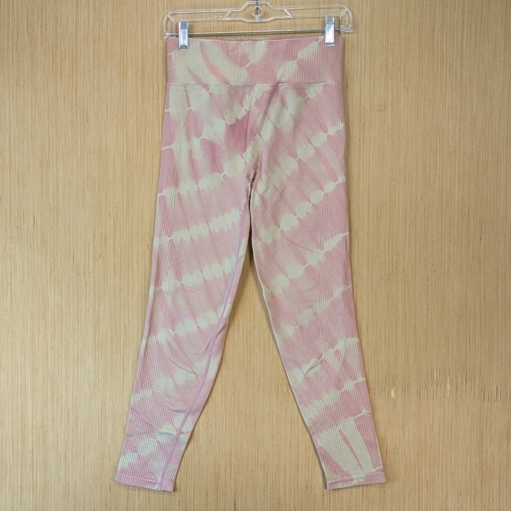 Pink Active Victorias Secret Tie Dye Ribbed Waffle Knit Leggings Size M Pink